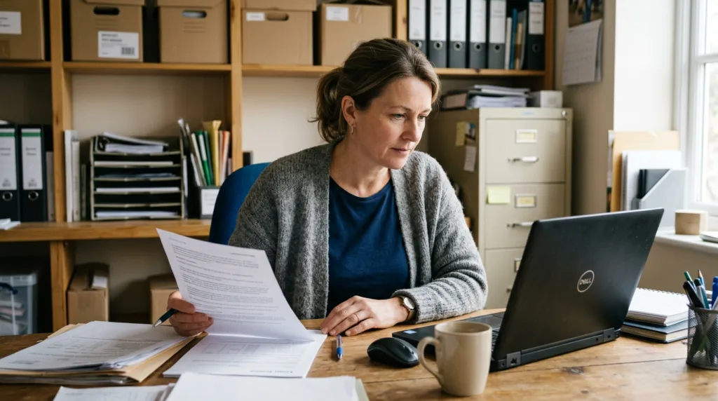 Small business owner reviewing SBA EIDL loan documents and repayment options